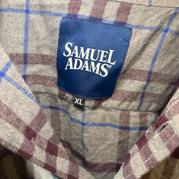 Samuel Adams Boston Brewery BristMfg Plaid Grey/Maroon/Blue Button Down Shirt XL - Picture 3 of 7